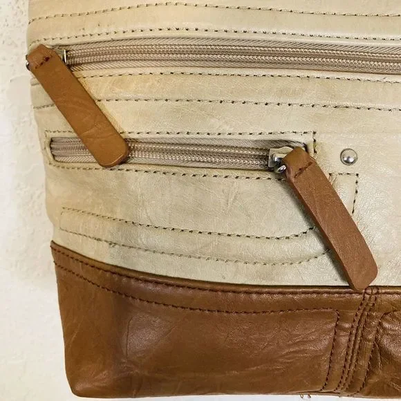 Stone Mountain Womens Leather Brown & Tan Handbag Purse - Picture 5 of 10